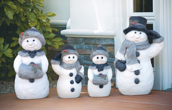 Snow Man Family Garden Statues Set